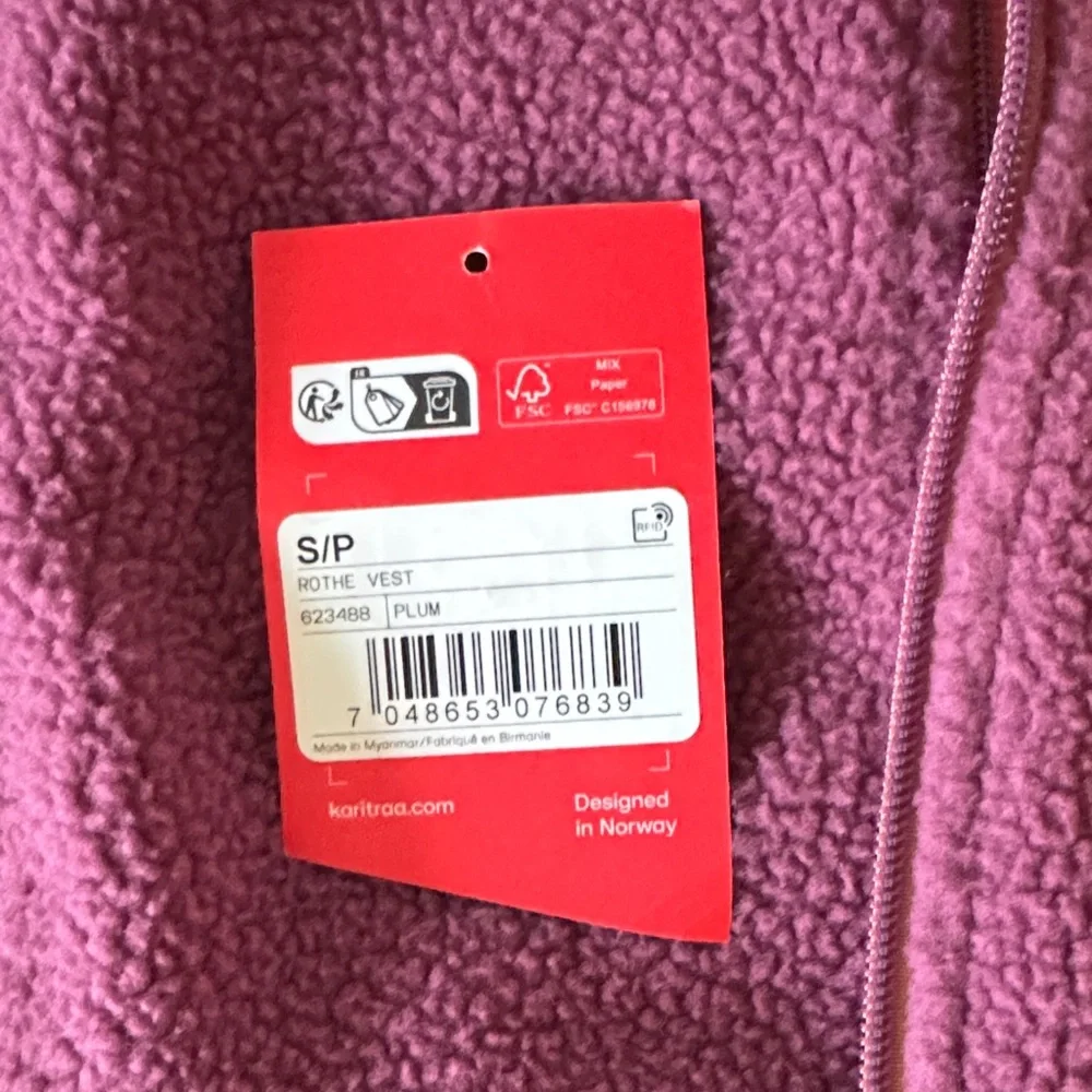 Kari Traa Purple Fleece Vest with Orange Chest Pocket - Picture 3 of 3